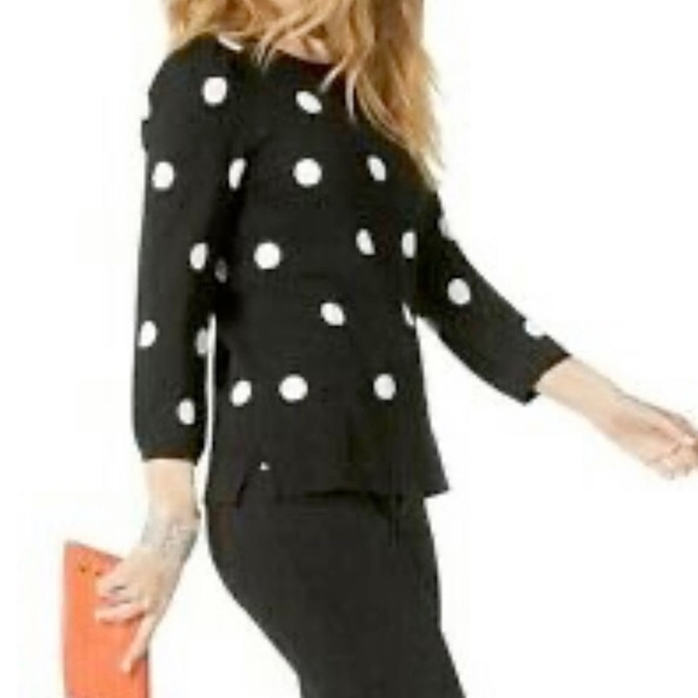 I.N.C. International Concepts Black and White Polka Dot Sweater Size Small